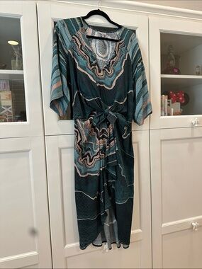 EUC Conditions Apply from Anthropologie Abstract Wave Print Midi Dress Medium P
